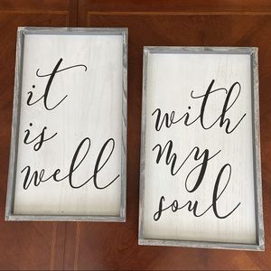 Grey + White Hangable Wallart. Set of 2. New w/ tags. 13.98x23.94 in